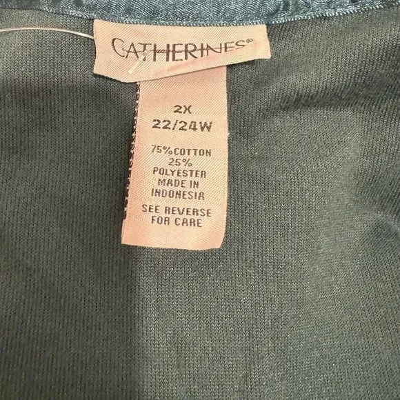 New Catherine's Green Velour Full Zip Up Jacket Women's Plus Size 2X - Picture 3 of 3